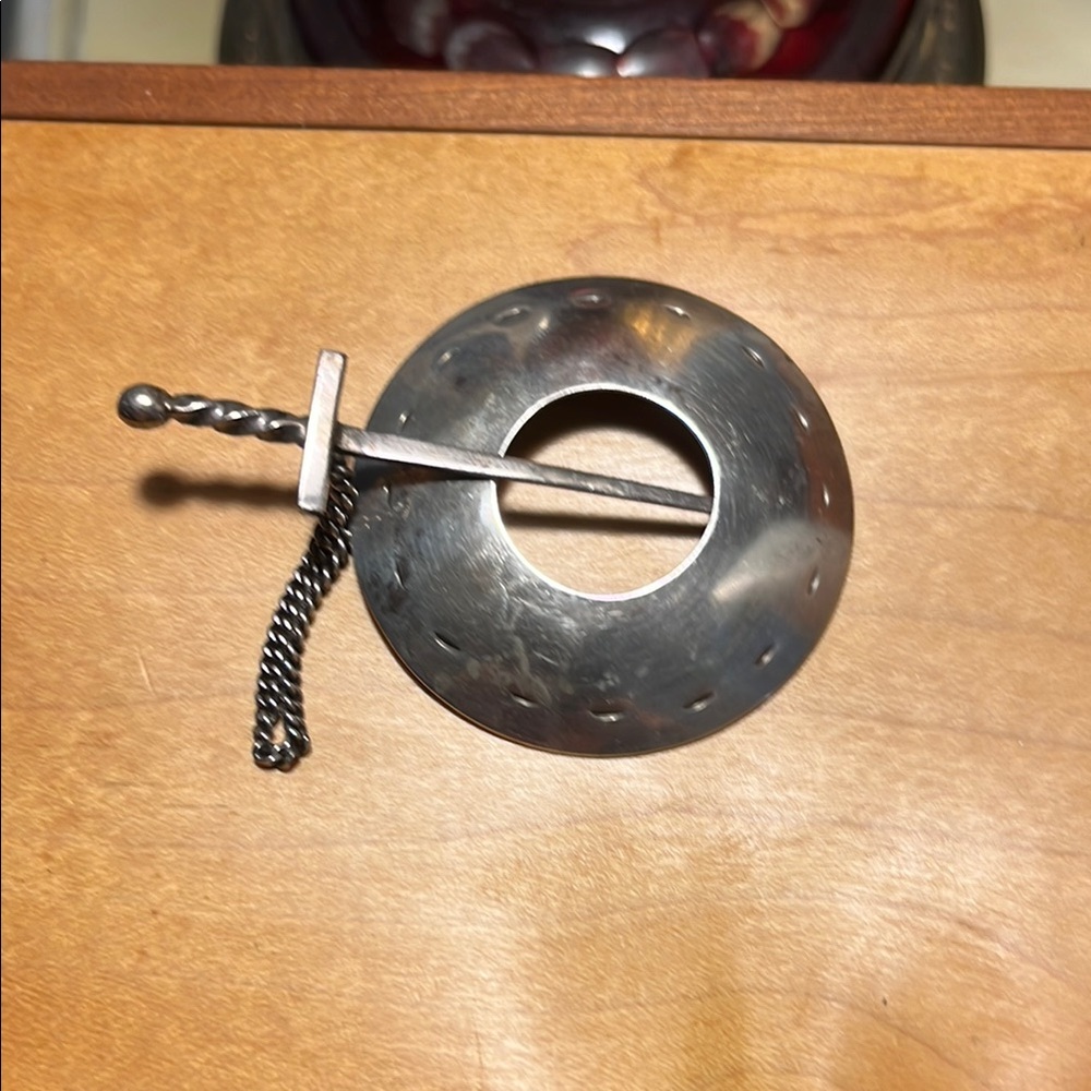 Silver Spiral Brooch with Decorative Pin